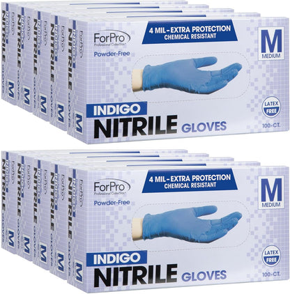 ForPro Disposable Nitrile Gloves, Chemical Resistant, Powder-Free, Latex-Free, Non-Sterile, Food Safe, 4 Mil