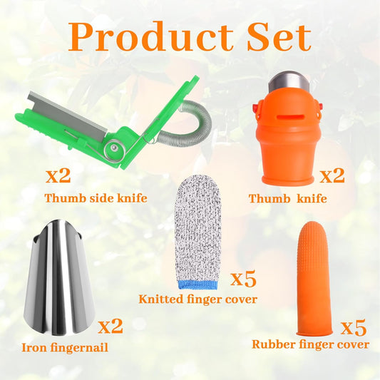 16 Pcs Gardening Thumb Knife Set, Silicone Finger Protector for Fruits Thumb Blade, Gardening Silicone Thumb Knife Harvesting Tool for Harvesting and Deadheading, Present for Gardeners(Orange)