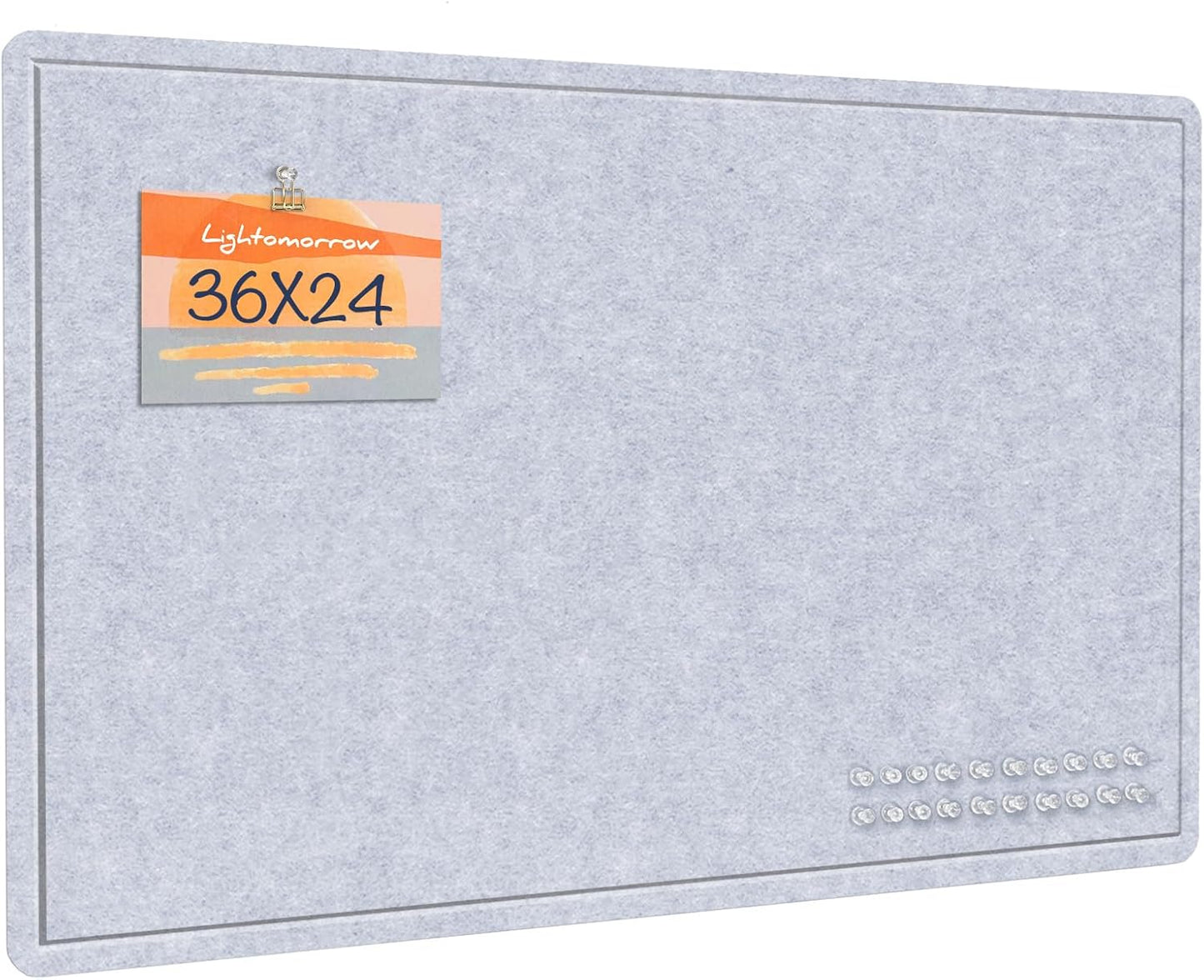Lightomorrow Bulletin Board, 36 x 24 inches Felt Board - Decorative Pin Board, Cork Board Alternative for Wall, 3' x 2' Foldable Self-Adhesive Vision Board Prayer Board with 20 Pushpins - Black