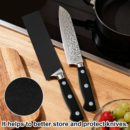 3pcs Knife Sheath, 3 Sizes Black ABS Chef Knife Cover with Felt Lining Knives Edge Guard Universal Protector for 5-8 Inch Kitchen Secure Storage Travel Blade Sleeves Accessories(5in+8in+8in)