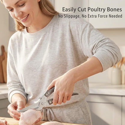High-end heavy-duty kitchen shears, multi-functional food scissors, effortlessly cut through bones, meat, poultry, and all types of ingredients.