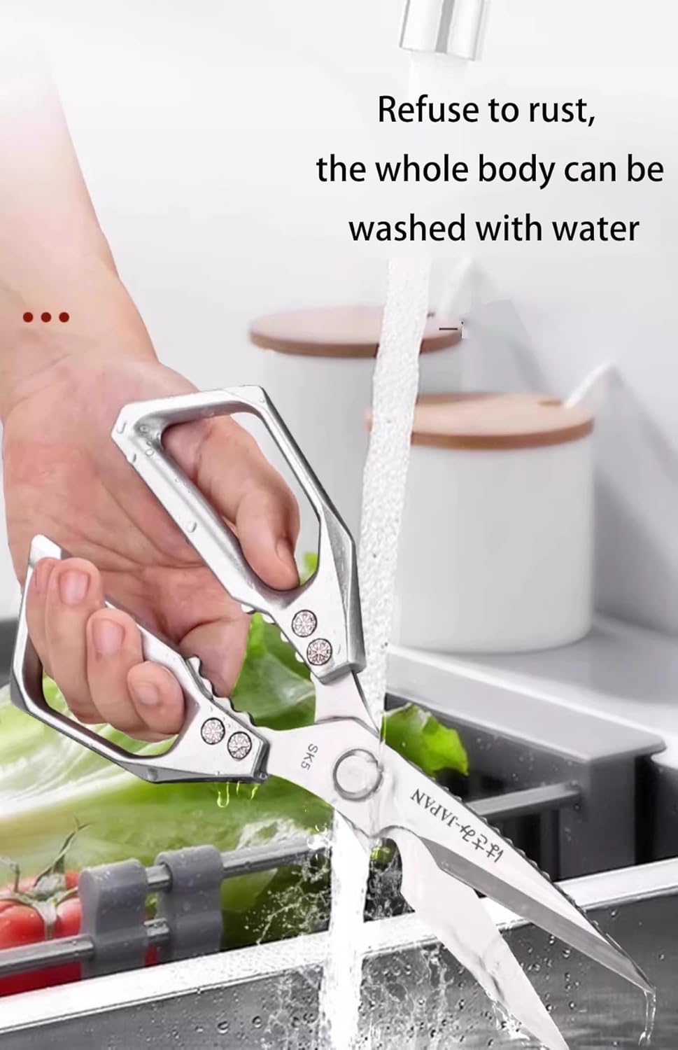 Multi-Purpose Rust Proof Kitchen Shears, Heavy Duty Meat Scissors, Dishwasher Safe, for Chicken, Vegetables, Steak, Fish Scaling & Bottle Opener(Red)