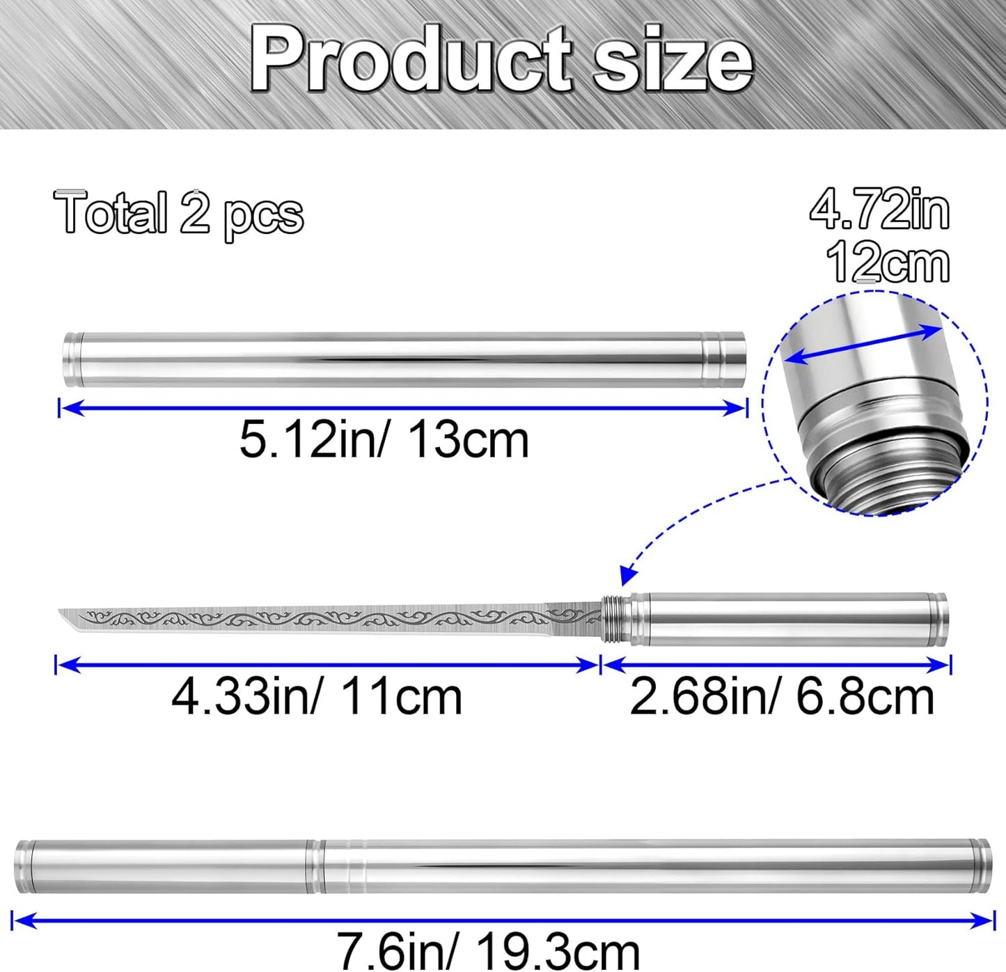 2pcs Stainless Steel Blade with Sheath, Portable Pocket Fruit Knife, All Steel Solid Handle Blade, Multipurpose Mini Knife for Travel Outdoor Camping Picnic Fishing Hunting- Silver