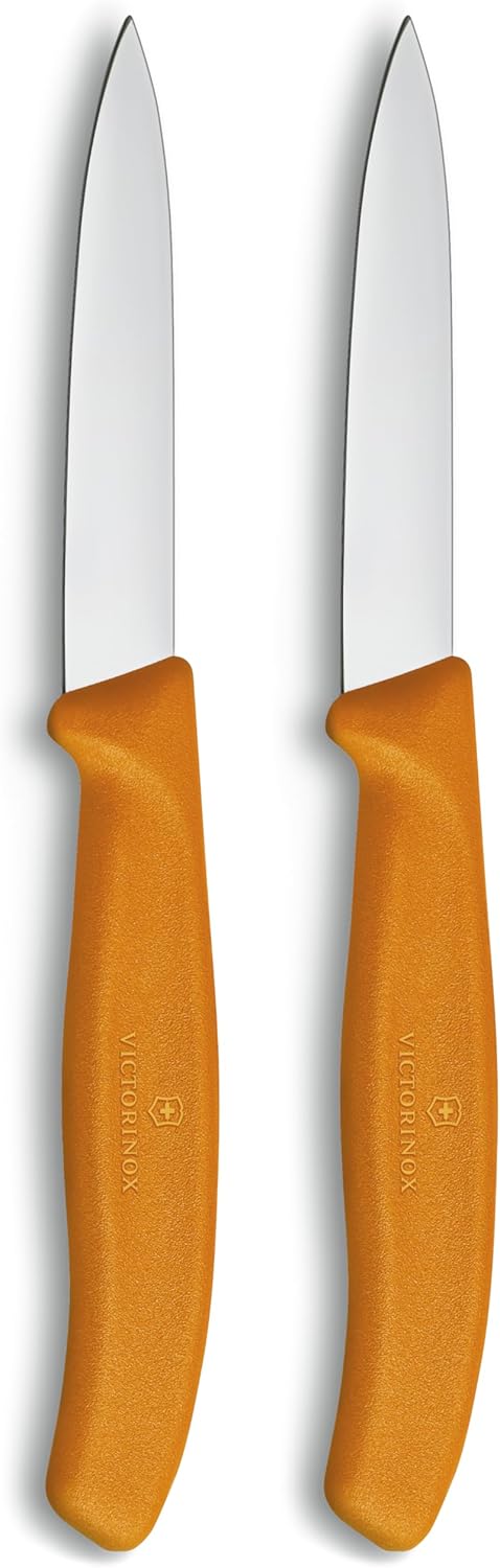Victorinox Swiss Classic 2 Piece Paring Knife Set Straight Edge Pointed Tip - Orange