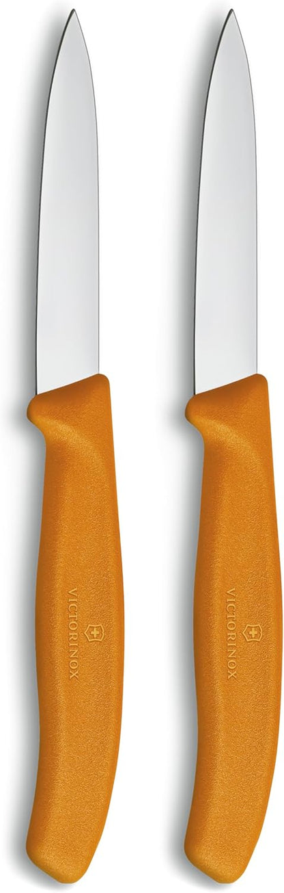Victorinox Swiss Classic 2 Piece Paring Knife Set Straight Edge Pointed Tip - Orange