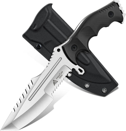 Freelander Fixed Blade Knife with Sheath, Full Tang D2 Steel Survival Knife, Camping Bushcraft Knives with Ergonomic Handle, Outdoor Knives for Men