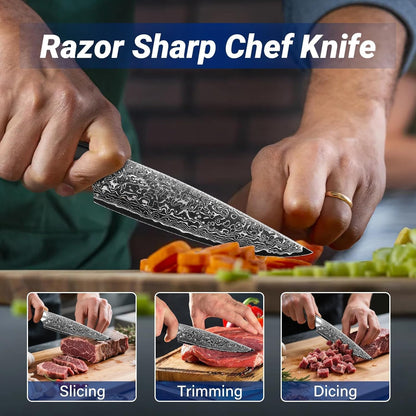 Golden Bird 6 inch Kitchen Utility knife, Japanes VG10 Damascus Steel Chef Knives with Wooden Handle, Small Paring Knife for Fruit and Vegetable, Ideal Gift