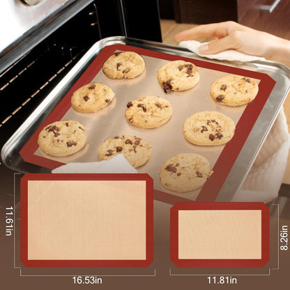 Silicone Baking Mat, 3 Pack Reusable Baking Sheet, Non-Stick ＆ Food Safe Silicone Mats for Baking for Making Cookies Macaroons Bread, Baking Supplies ＆ Accessories