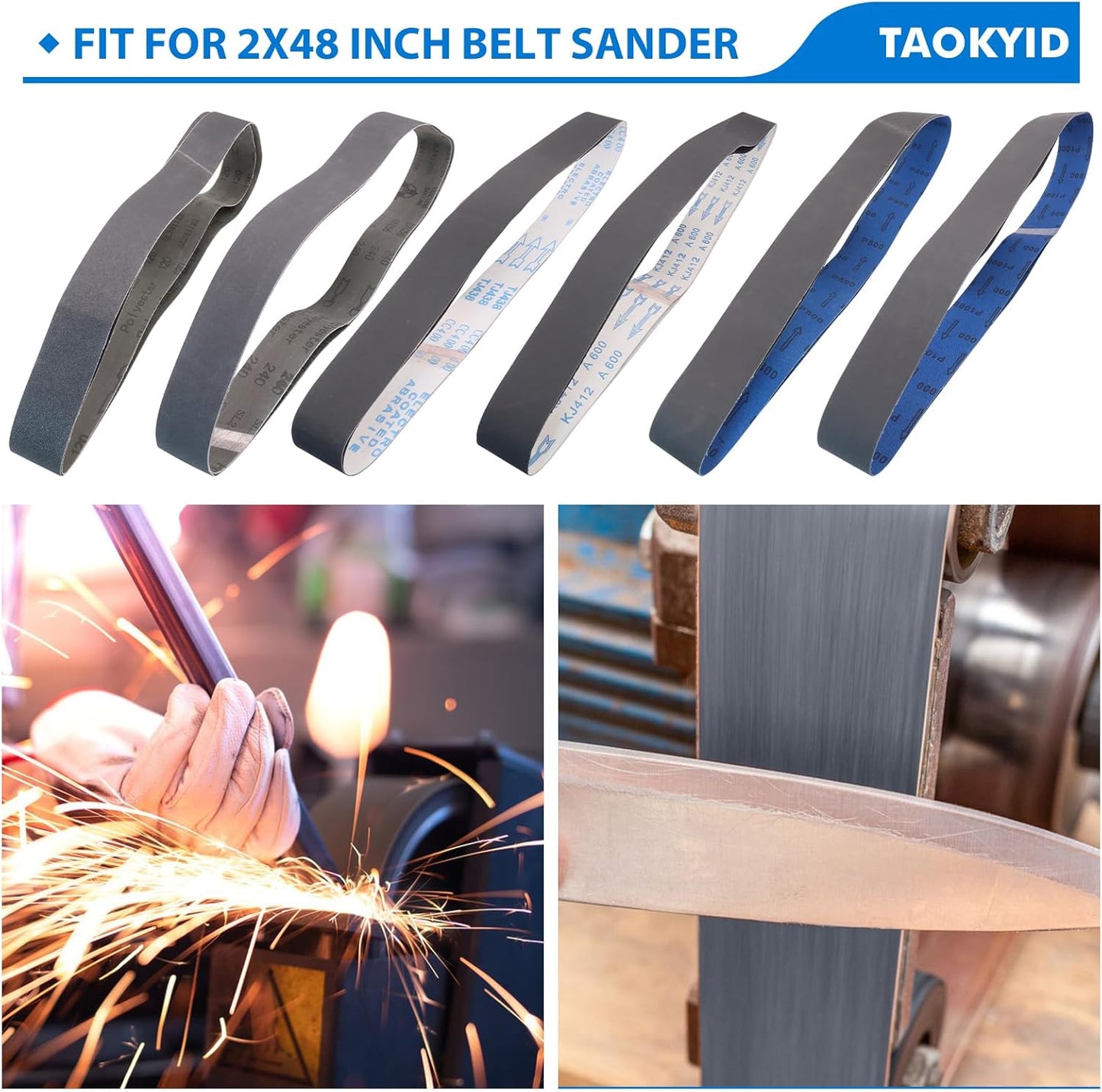 1x30 Inch Silicon Carbide Sanding Belts, 4 PCS Each of 80,120, 240, 400, 800,1000 Grits Knife Sharpening Belt Kits for 1 x 30 Inch Belt Sander, 24 Pack