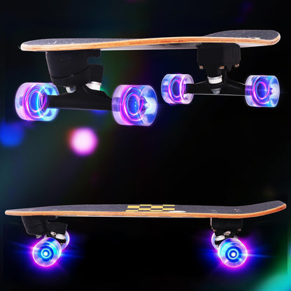 Nattork Complete Kid Skateboards 29" x 9" Youth Cruiser Skateboard for Beginners Double Kick Deck Concave Girls or Boys Skateboard
