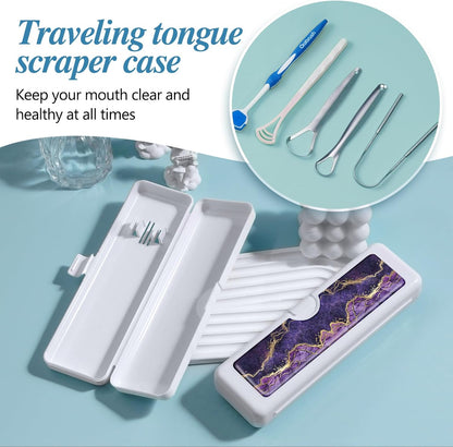 Toothbrush Travel Case - Colorful Pattern, Holder and Covers for Toothbrushes, Includes Tongue Scraper Case