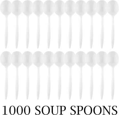 PLASTICPRO Cutlery Plastic Knives Medium Weight Disposable Silverware White (1000 Count)