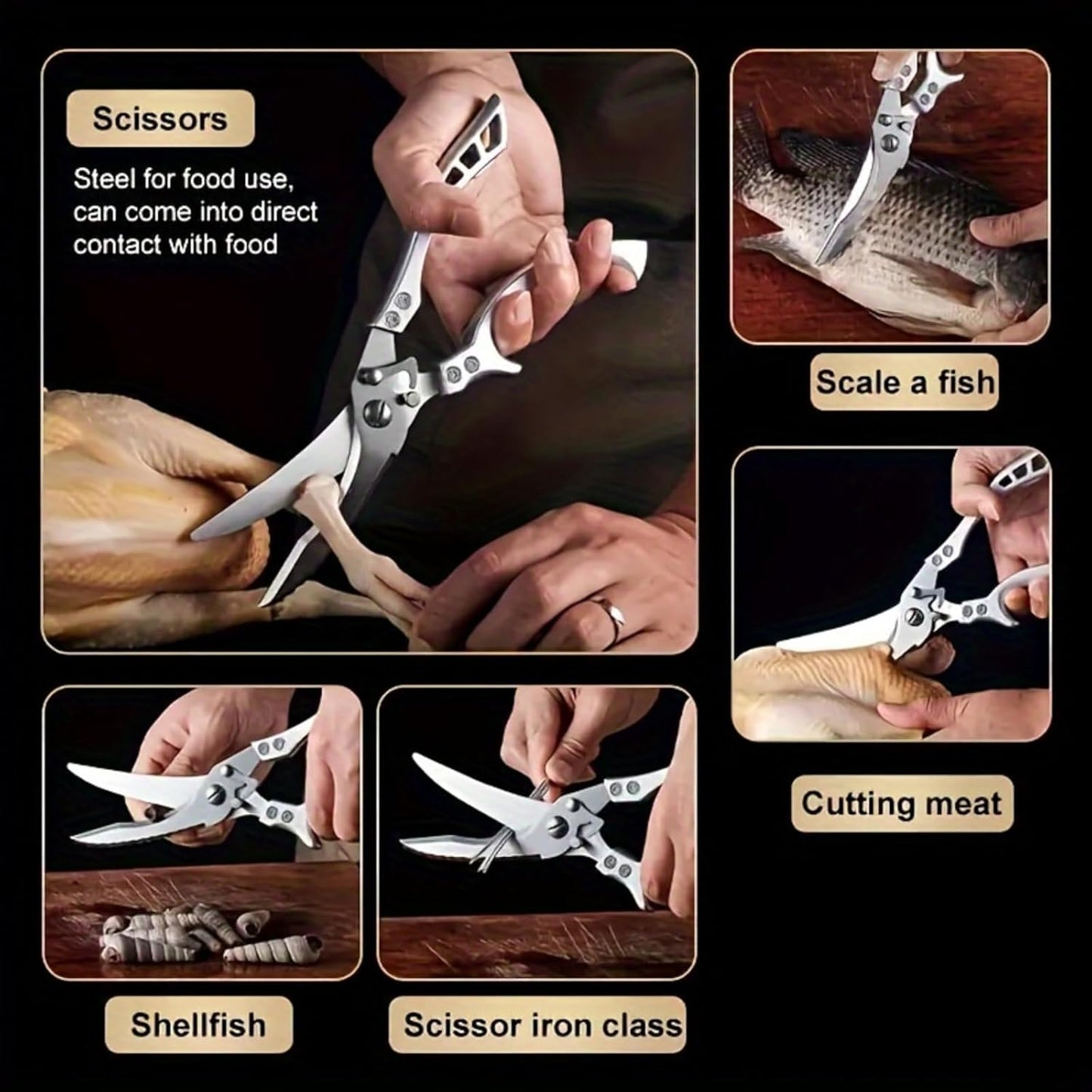 Professional Poultry Shears - Kitchen Shears for Spatchcocking Chicken and Meat Cutting, Multi-Purpose Kitchen Scissors for Food