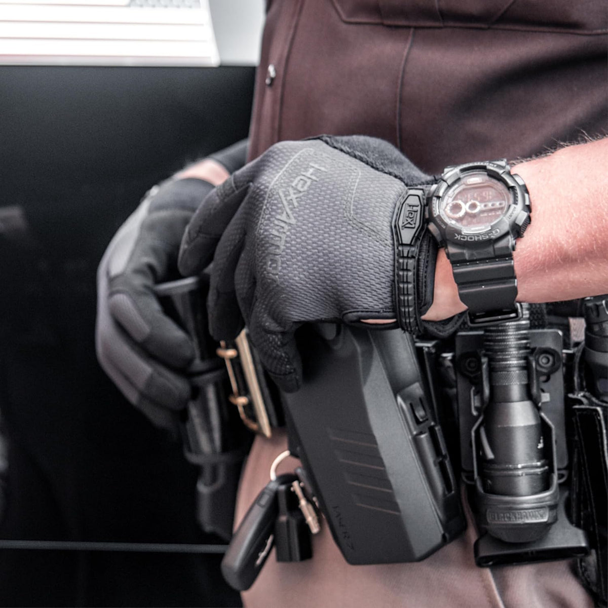 Law Enforcement Search Safety Tactical Work Gloves, HexBlue 2132 Series