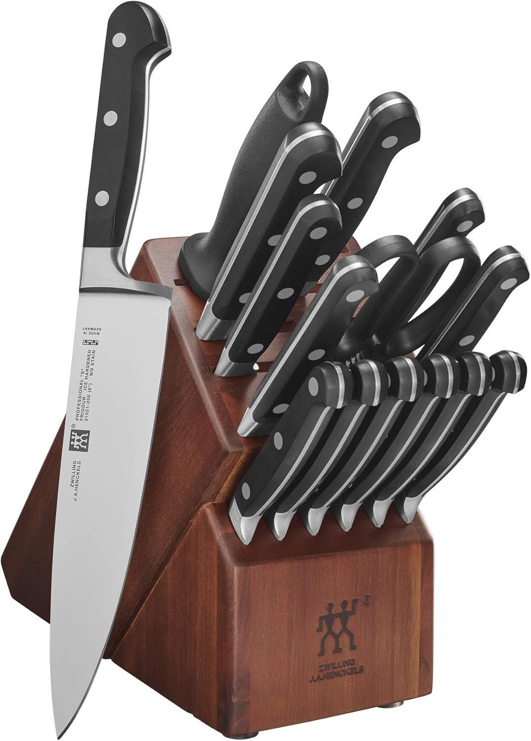 ZWILLING Professional S Knife Set with Block, Chef’s Knife, Serrated Utility Knife, 7 Piece, Bamboo