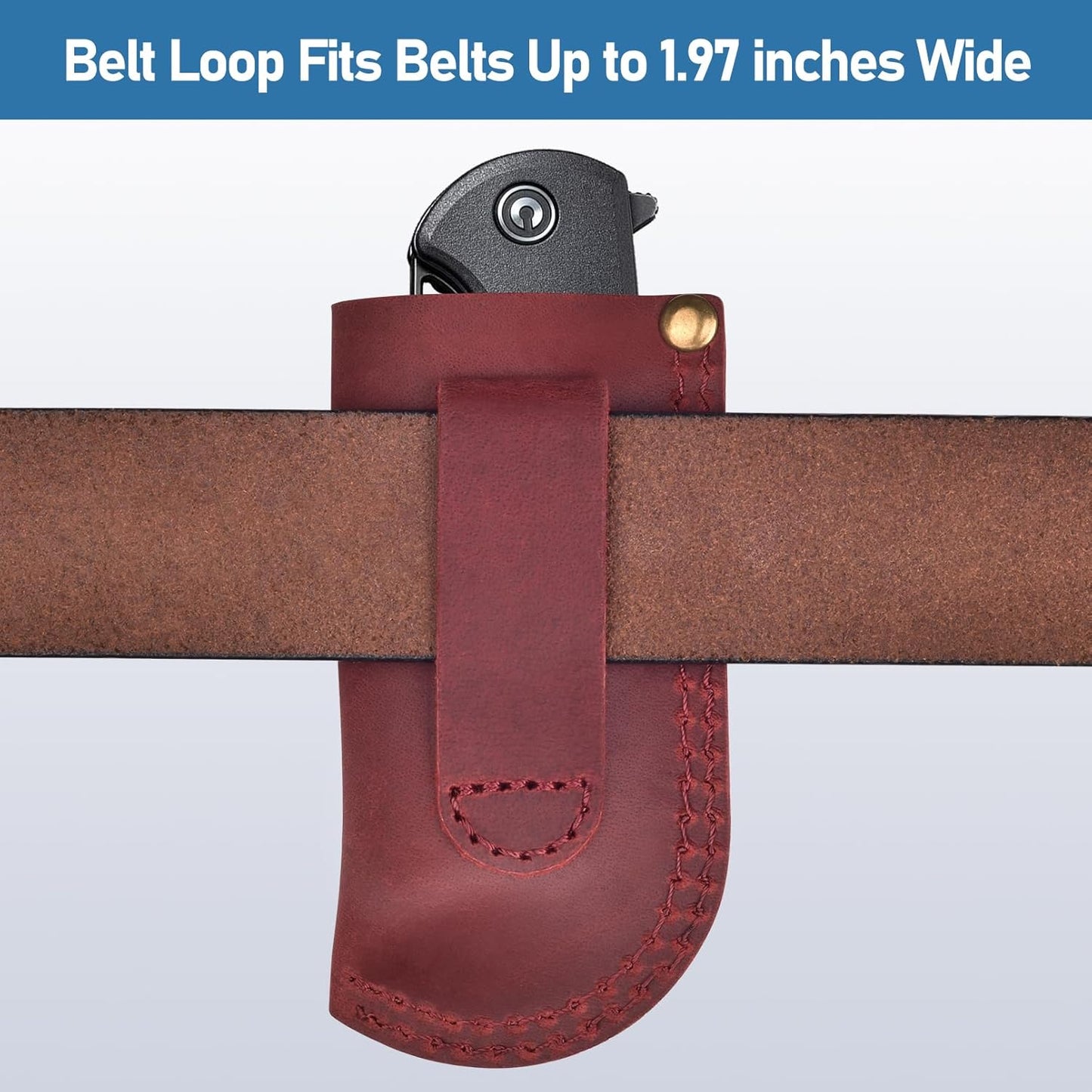 Leather Knife Sheath Belt Series - Durable, Well Made, Nice Leather, Easy and Quick Access to the Knife, Suitable for Most Folding Knives, Darkbrown