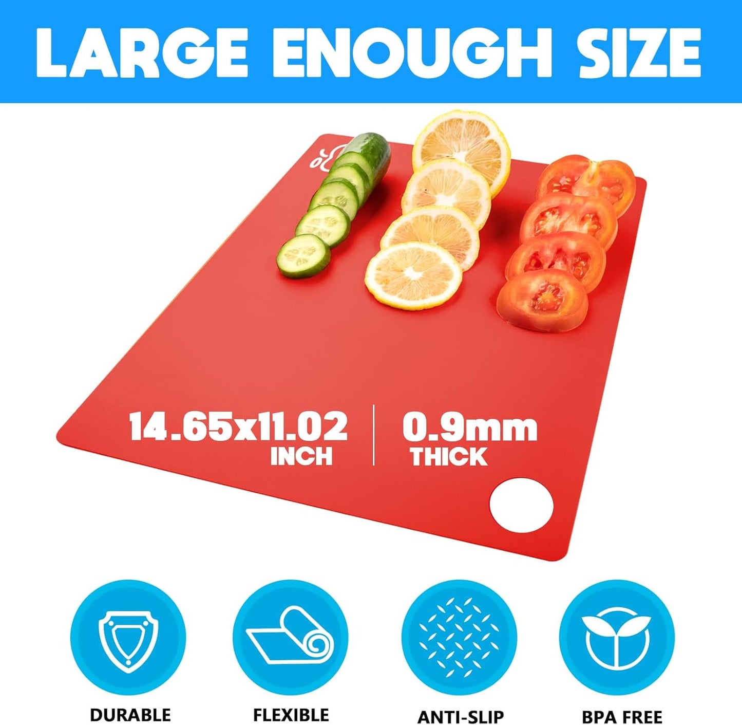 Goodluck 7 Pieces Flexible Cutting Boards, BPA Free Plastic Cutting Boards for Kitchen, Non Slip Cutting Mat for Meat and Vegetables