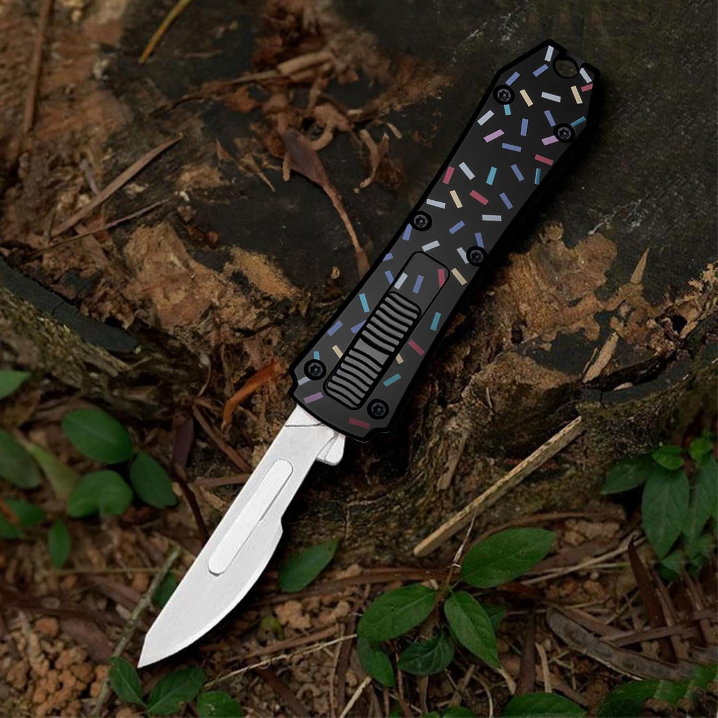 Automatic Utility Knife,All Metal Construction Carbon Stainless Steel Blade,Box Cutter Quick Change Retractable,EDC Push Button with Clip,10PCS #23 Blades Replacement,Stars&Stripes