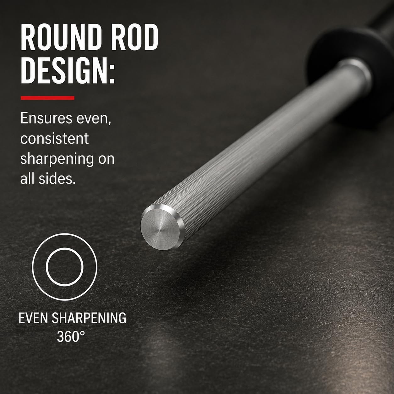Professional Butcher’s Honing Steel – Round Rod for Chefs, Meat Cutters, and Home Kitchens – Carbon Steel Knife Alignment Tool with Non-Slip Handle (14 inch)
