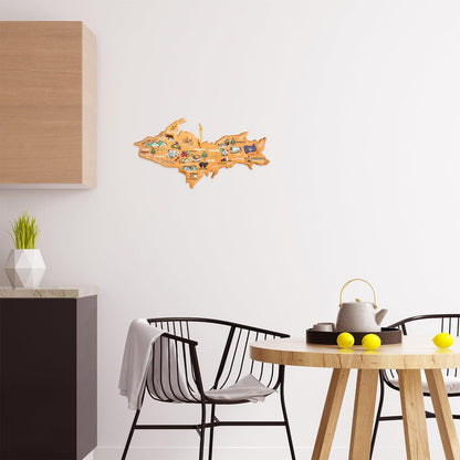 Totally Bamboo Tennessee State Shaped Cutting Board and Charcuterie Serving Platter with Artwork by Fish Kiss, Includes Hang Tie for Wall Display - Colors A