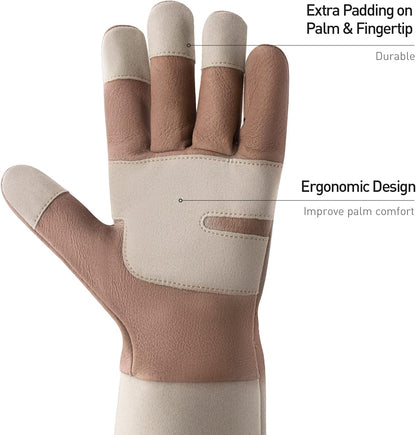 HANDLANDY Rose Pruning Gloves for Men & Women, Long Thorn Proof Gardening Gloves, Breathable Pigskin Leather Gauntlet, Best Garden Gifts & Tools for Gardener