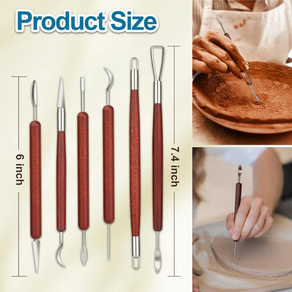 Amrules Clay Tools Kit, 12 PCS Polymer Clay Cutter Tools, Rectangle Shape Acrylic Press Board and Roller Pin Supplies Suitable for Shaping, Carving, Pottery Craft and DIY Projects