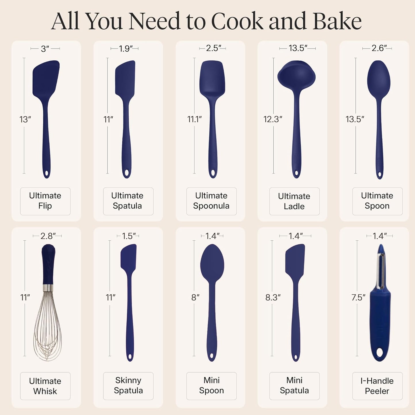 GIR: Get It Right 5 Piece Silicone Ultimate Kitchen Utensils Set - Ladle, Spatula, Flip, Spoon & Spoonula - Non-Toxic Cooking Utensils for Nonstick Cookware, Cooking and Baking - Red