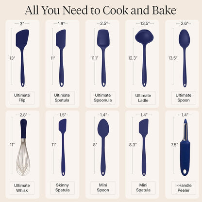 GIR: Get It Right 5 Piece Silicone Ultimate Kitchen Utensils Set - Ladle, Spatula, Flip, Spoon & Spoonula - Non-Toxic Cooking Utensils for Nonstick Cookware, Cooking and Baking - Red