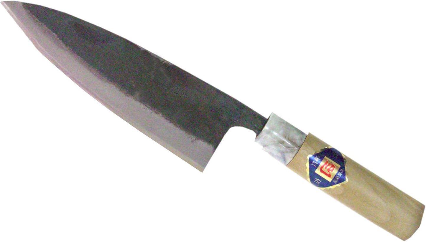 Tosa Knife, Black Uchi, Deba Knife, White Steel, No. 1, 7.1 inches (180 mm), Black, Beige