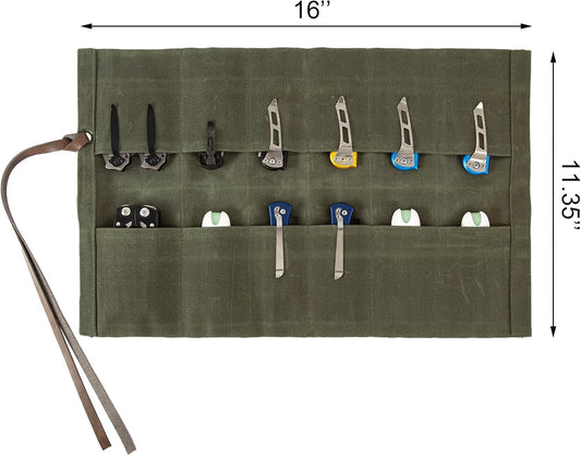 Knife Display Bag with 12 Slots Pocket Knives,Folding Knife Holder Organizer,Tactical Outdoor for EDC Mini Knife Bags,Knives Roll Collection Protector Bag