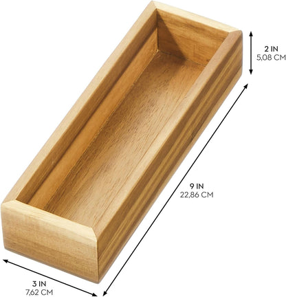iDesign Acacia Wood Kitchen Drawer Organizer - Set of 3 - Natural