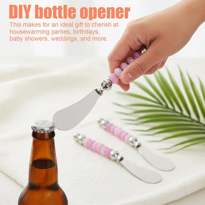 6 PCS Beadable Cheese Spreader Knives Reusable Beaded Butter Spreader Knife DIY Decorative Stainless Steel Spreaders Knife for Charcuterie Board Party Kitchen Birthday Wedding Christmas