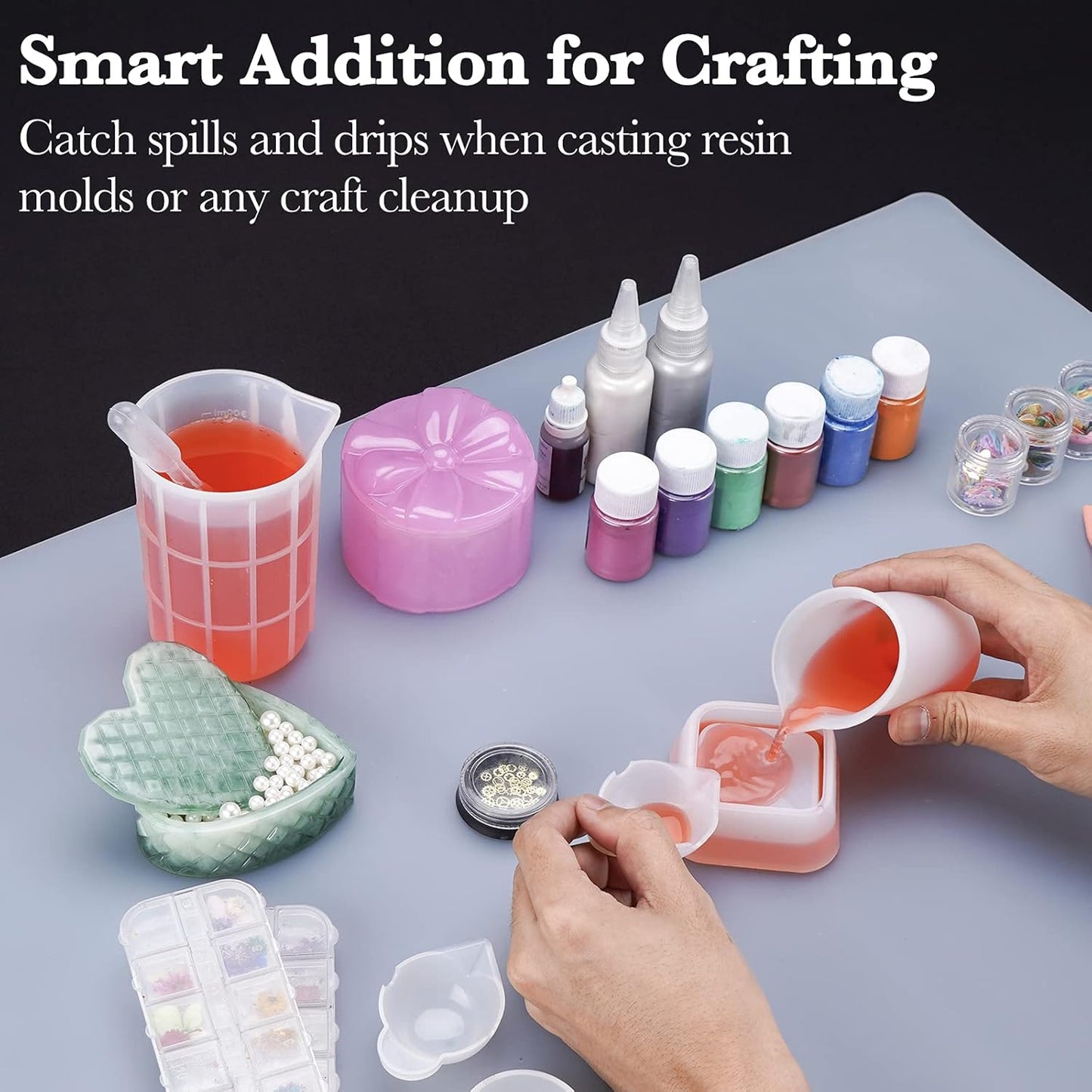 Gartful Extra Large Transparent Silicone Mat, Countertop Protector, 25.2 x 17.7 inches Silicone Sheet for Crafts Resin Jewelry Casting Mat Pad Nonstick Table Placemat