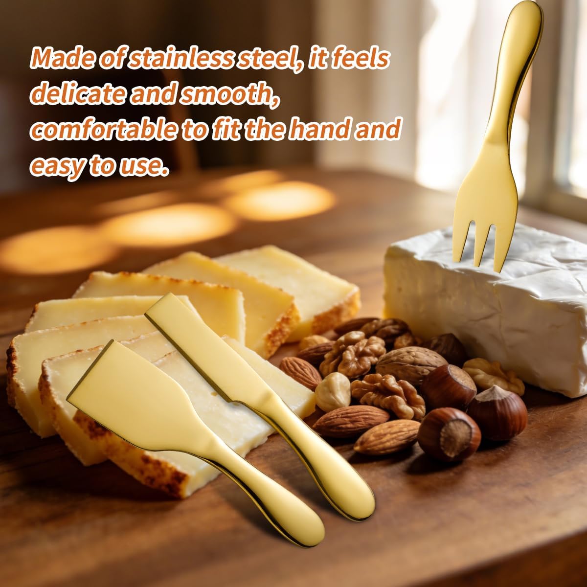 Copper Cheese Knives Set 7 Pieces Stainless Steel Kitchenware Utensils Gadgets 7 Pieces Cheese Knife,Cheese Spreader,Cheese Forks,Cheese Slicer,Cheese Cutter,Butter Knife