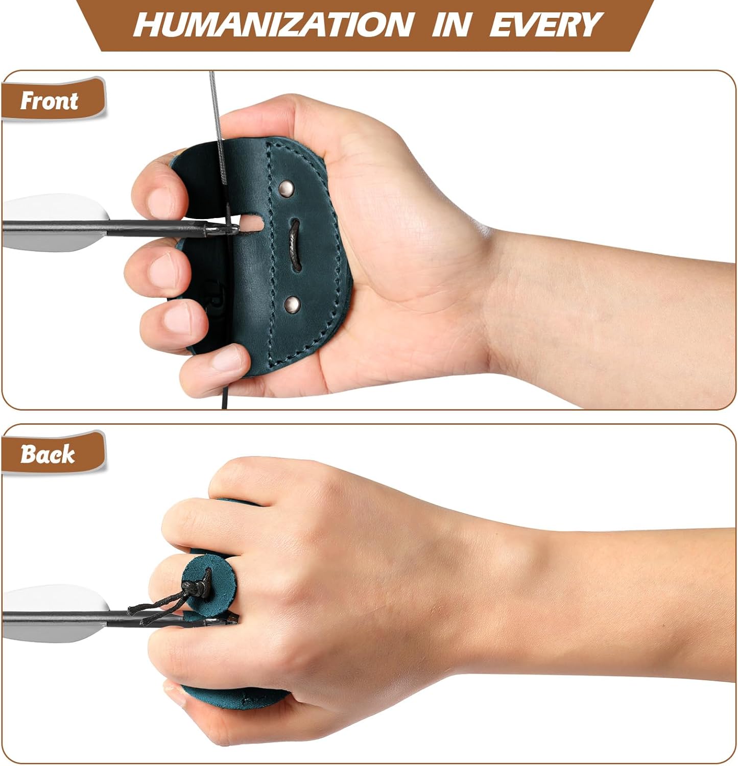 Ringsun Leather Archery Finger Tabs,Handmade Archery Finger Guard for Shooting Practice Gear, Recurve Bow Fingers Tab