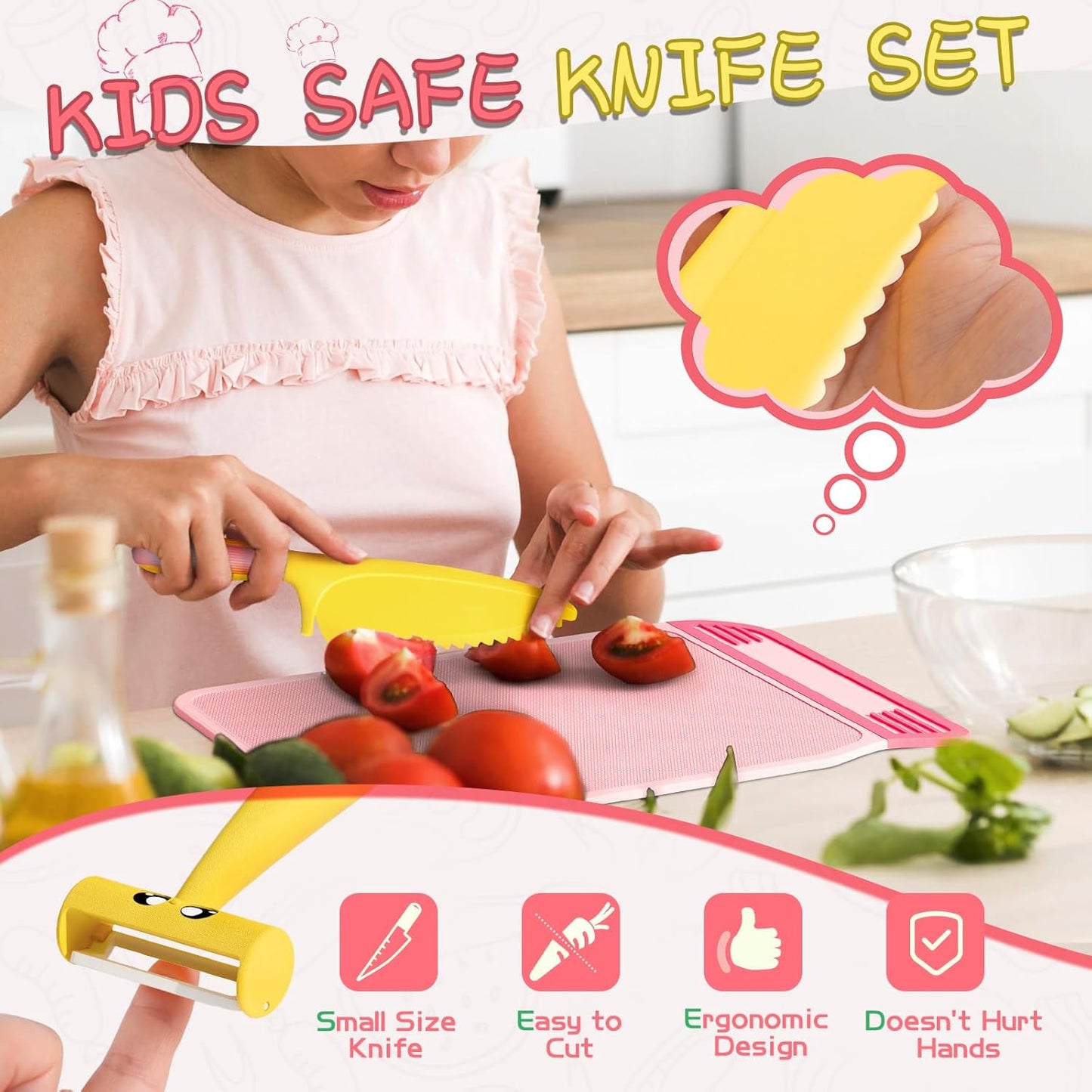 Montessori Kitchen Tools for Toddlers,Kids Knife for Real Cooking,Toddlers Knife Set with Storage Box Kids Safe Knives Children Cutting Set for Girl Boy,Montessori Toys for Kitchen Set -Green