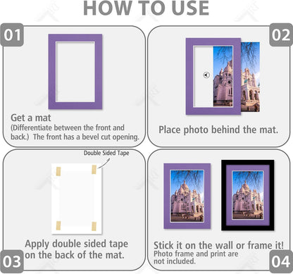 Golden State Art, Pack of 10 Mix Pre-Cut 5x7 Picture Mat for 4x6 Photo with White Core Bevel Cut Mattes Sets. Includes 10 High Premier Acid Free Bevel Cut Matts & 10 Backing Board & 10 Clear Bags