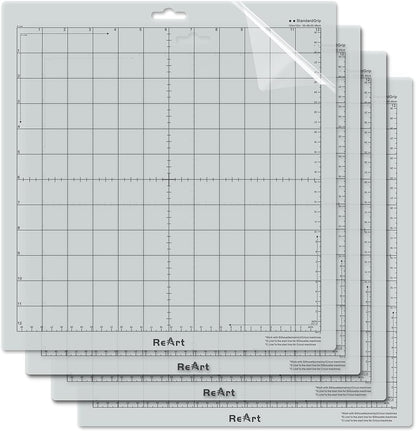 ReArt Standard Grip Cutting Mat for Silhouette Cameo 4/3/2/1-4 Packs 12" x 12" Adhesive Cut Mat Replacement Set Matts Vinyl Craft