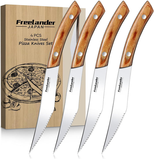 Freelander Butcher Knife Set 3 PCS, Japanese Chef Knife Set with Roll Bag, Full Tang Meat Cleaver for Kitchen & Camping & BBQ, Gift for Men