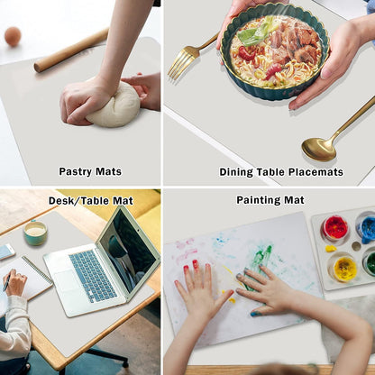 Extra Large Dark Green Countertop Mat - Silicone Table Kitchen Desk Mat - Non-Slip & Heat Resistant - Dinner Placemat Pastry Dough Rolling Mat - Colors A
