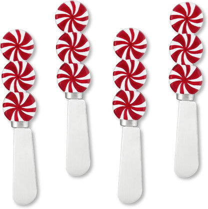 Supreme Housewares Sugar Cookie Themed Cheese Spreaders, Hand-Painted Resin Handles with Stainless Steel Blades for Spreading Cream Cheese, Butter, and Jam, Assorted Designs, Set of 4