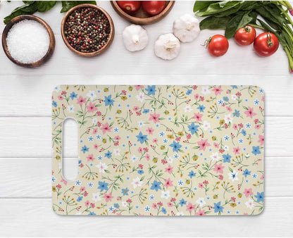 Coffee Set Cutting Board with Handles Coffee Maker Muffin Cup Flower Hot Drink Love Cutting Boards Plastic Safe Chopping Board for Kitchen 16" x 10" x 0.24"