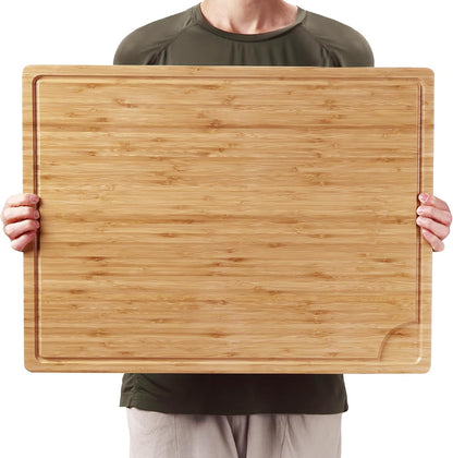 GAOMON 20 x 15 In Extra Large Acacia Wood Cutting Board, 1.5" Thick Kitchen Cutting Boards with Handle & Juice Groove, Butcher Block, Wooden Carving Board for Meat and Chopping Vegetables
