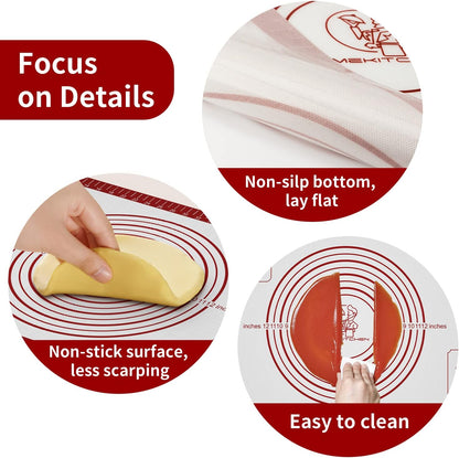 Silicone Baking Mat, Non Stick Pastry Mat Sheet for Dough Rolling, Nonslip Fondant/Pie Crust Mat, Counter Mat Oven Liner Mat for Making Cookies Macarons Bread Baking Supplies Extra Large 26 x 16 Inch