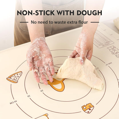 Ourokhome Silicone Baking Mat Sheet and Pastry Dough Cutter, 0.5 Inch Thick 20'' X 16" BPA free Silicone Rolling Mat, Non-Stick and Anti-Slip, Dishwasher Safe (Beige)