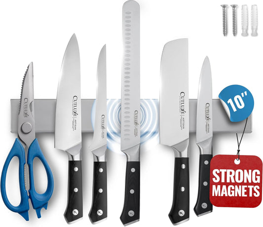Cutluxe Magnetic Knife Holder for Wall and Fridge - 16" Stainless Steel Knife Magnetic Strip - Holds up to 15 Lbs, Easy to Mount, With Strong Magnets or Screws