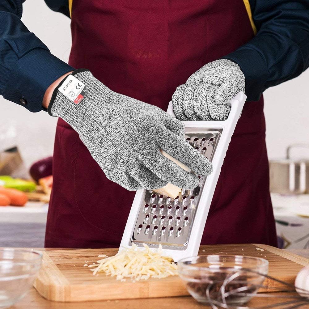 4 PCS (M+L) Cut Resistant Gloves Food Grade Level 5 Hand Protection,Kitchen Cut Gloves (Large+Medium)