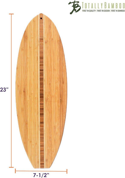 Totally Bamboo Lil' Surfer Surfboard Shaped Bamboo Serving and Cutting Board, 14-1/2" x 6