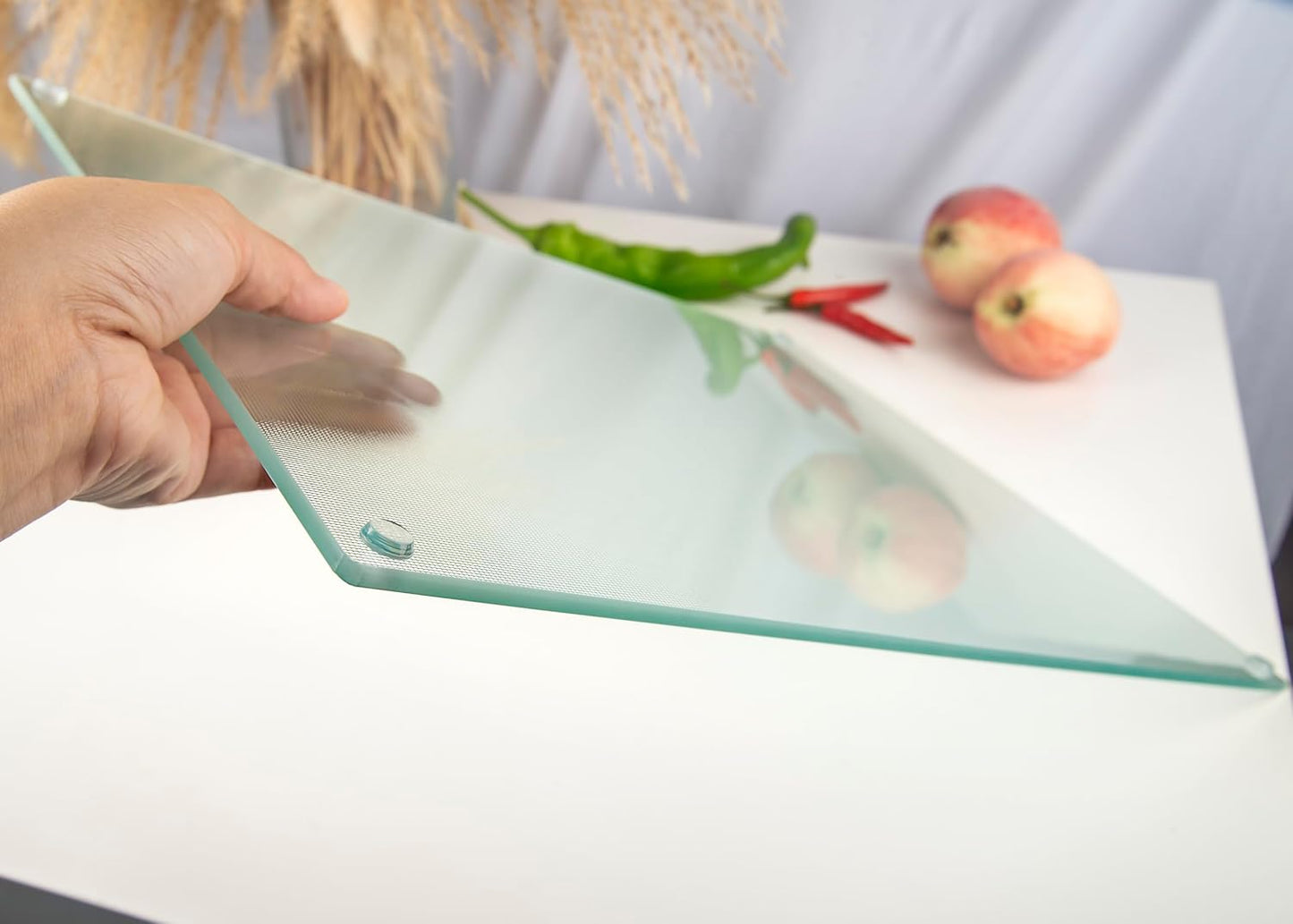 Kitchenville Glass Cutting Board 20”x16”: Tempered Glass Kitchen Counter Protector - Durable- Scratch-Resistant, Heat-Proof - Clear Design