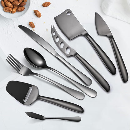 Copper Cheese Knives Set 7 Pieces Stainless Steel Kitchenware Utensils Gadgets 7 Pieces Cheese Knife,Cheese Spreader,Cheese Forks,Cheese Slicer,Cheese Cutter,Butter Knife